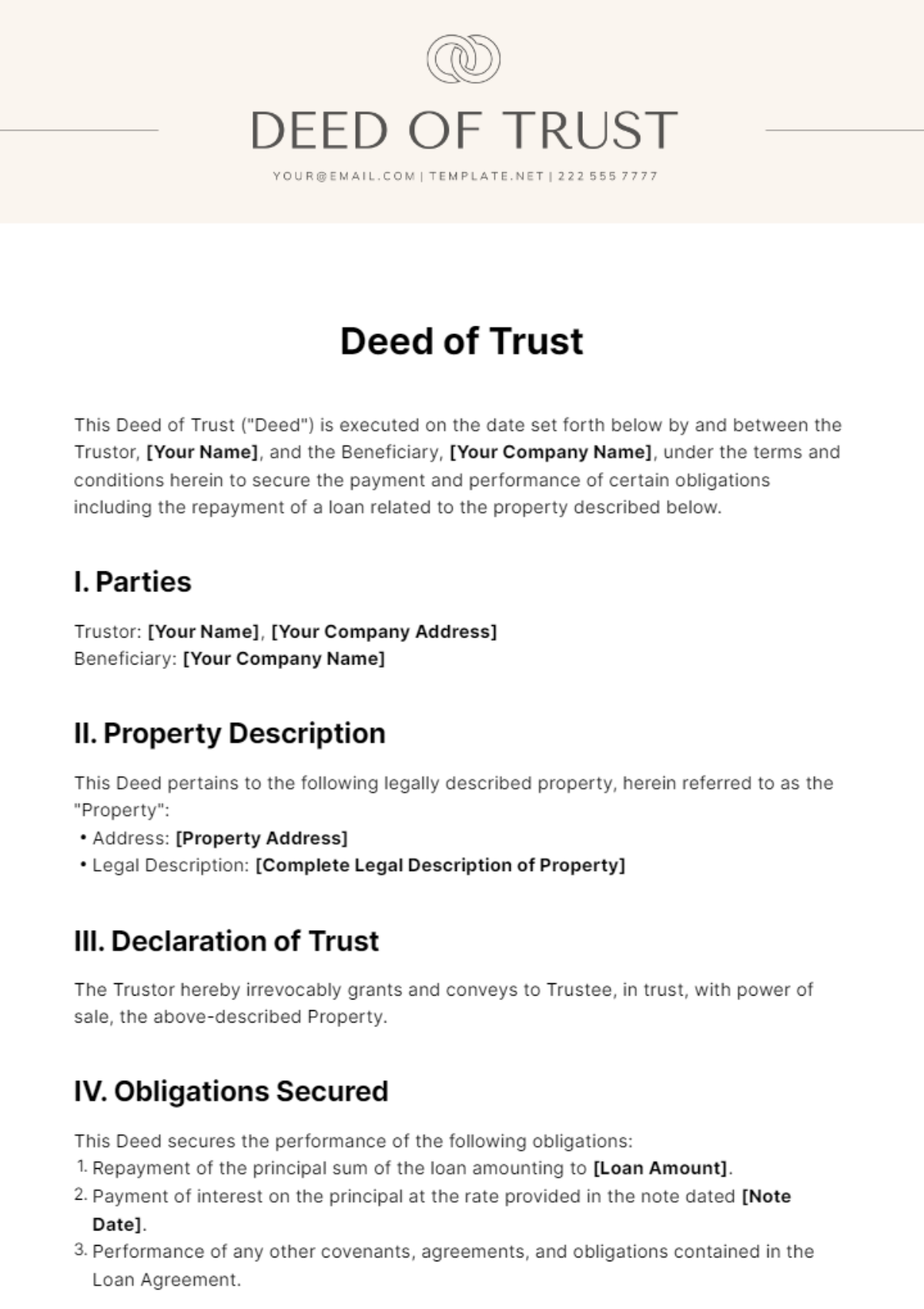 Deed of Trust Template - Edit Online & Download