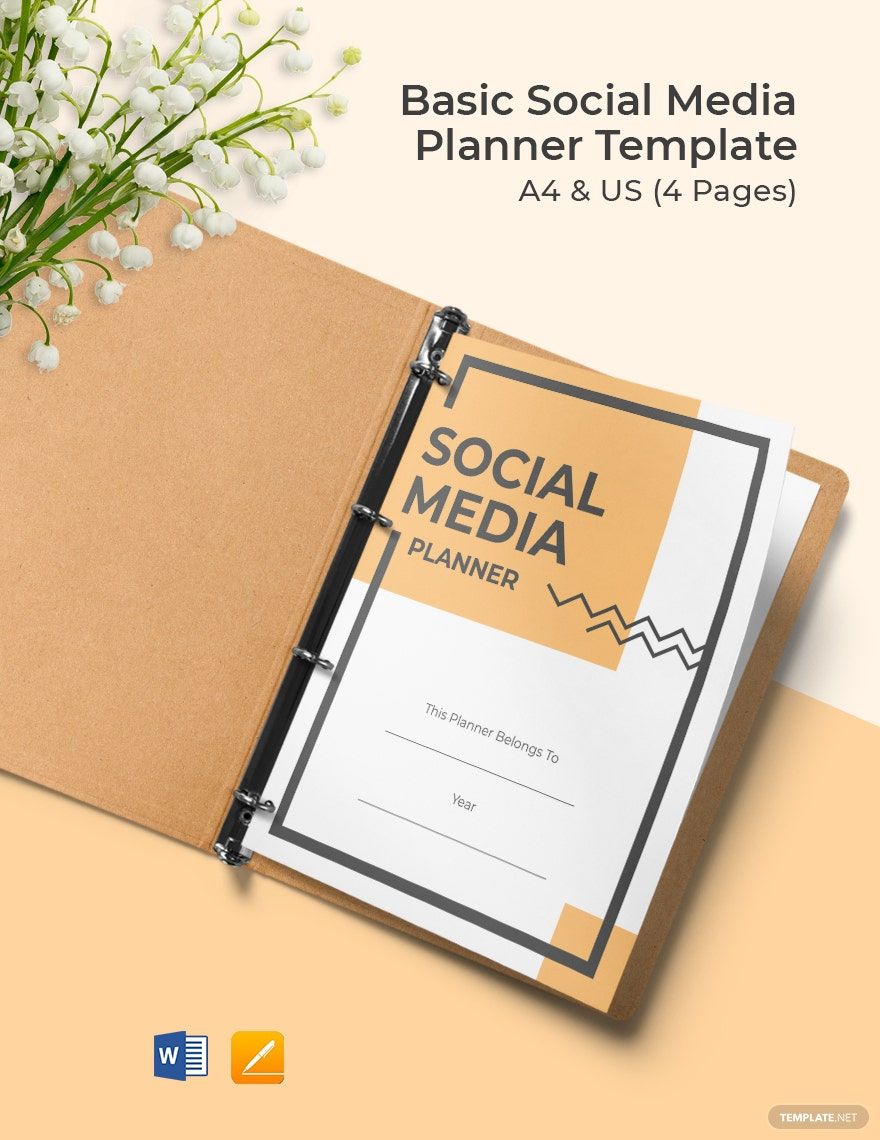 Basic Social Media Planner Template in Word, Google Docs, PDF, Apple Pages
