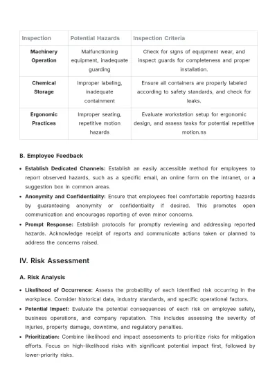 Free Work Safety Plan Template to Edit Online