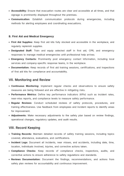 Free Work Safety Plan Template to Edit Online