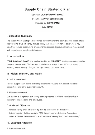 Free Supply Chain Strategic Plan Template to Edit Online