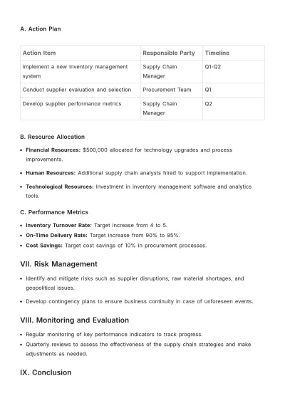 Free Supply Chain Strategic Plan Template to Edit Online