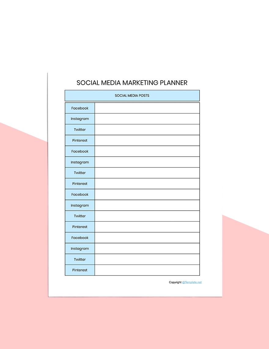 Editable Social Media Planner Template