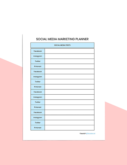 Editable Social Media Planner Template sample