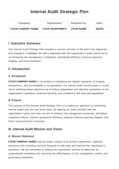 Free Internal Audit Strategic Plan Template to Edit Online