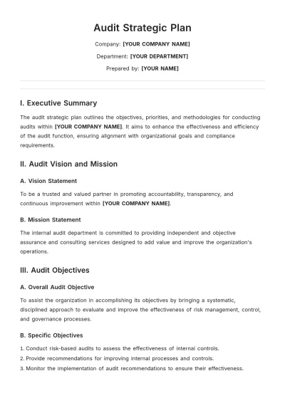 Free Audit Strategic Plan Template to Edit Online