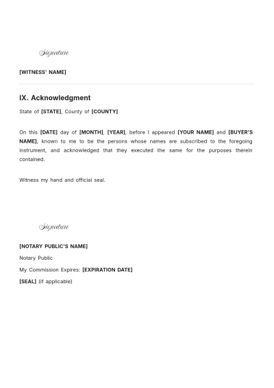 Free Blank Deed Of Sale Of Motor Vehicle Template to Edit Online