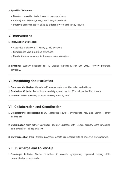 Free Social Work Treatment Plan Template to Edit Online