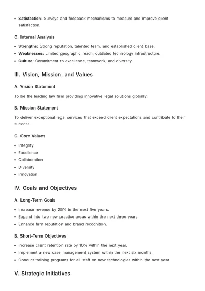 Free Law Firm Strategic Plan Template to Edit Online