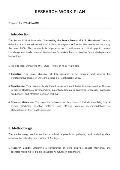 Free Research Work Plan Template to Edit Online