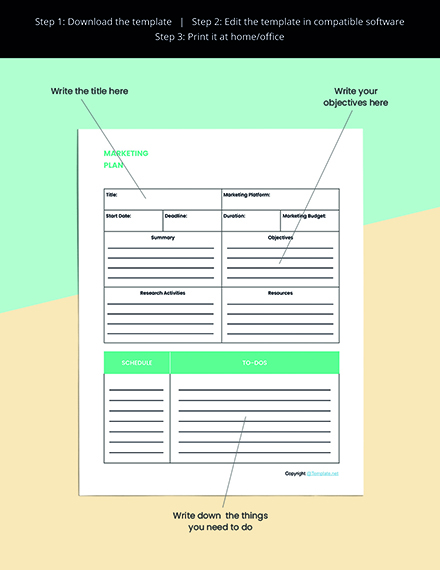 Editable Marketing Planner Template - Word, Apple Pages | Template.net