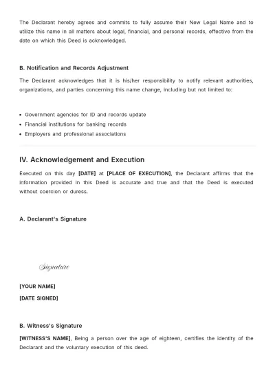 Free Change Of Name Deed Template to Edit Online