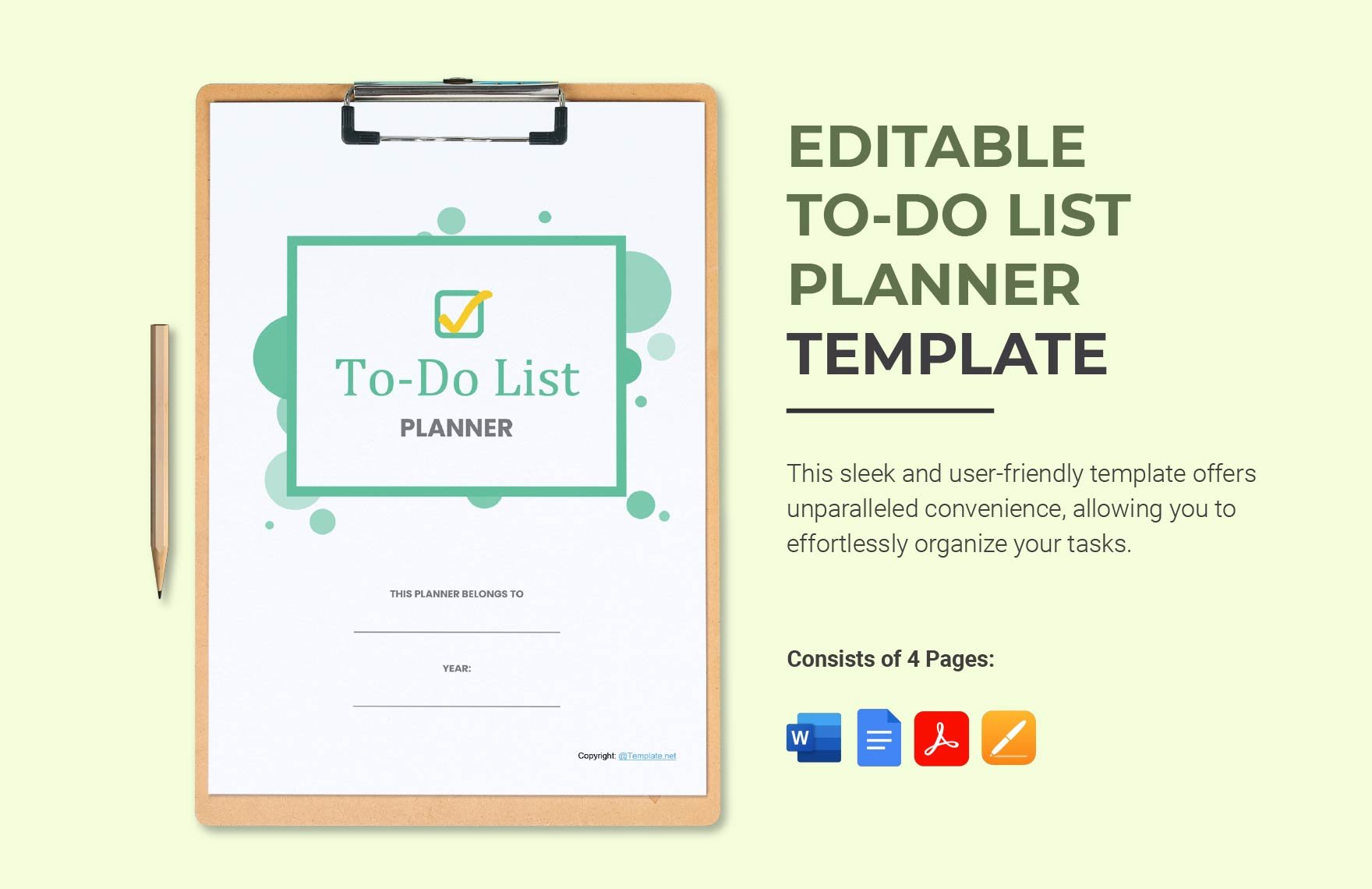 Editable To Do List Planner Template