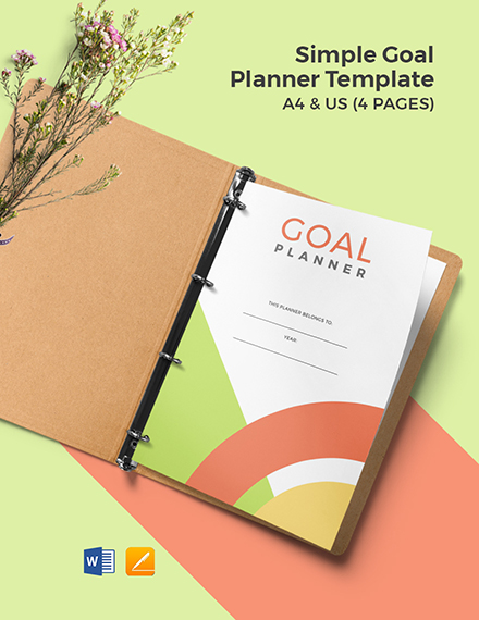 Free Simple Goal Planner Template Word Doc Apple Mac Pages