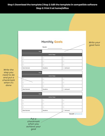 Editable Goal planner template Download