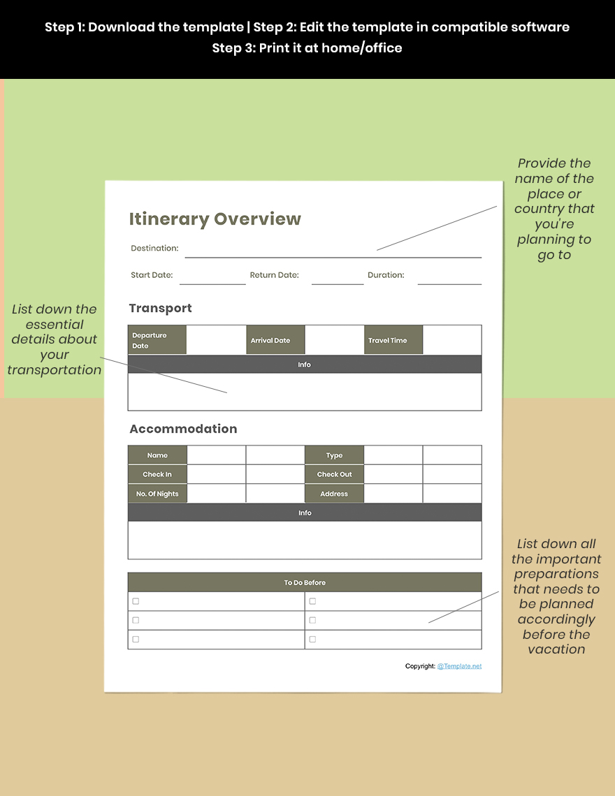 Free Blank Itinerary Planner Template - Google Docs, Word, PDF ...