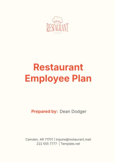 Free Restaurant Employee Plan Template to Edit Online