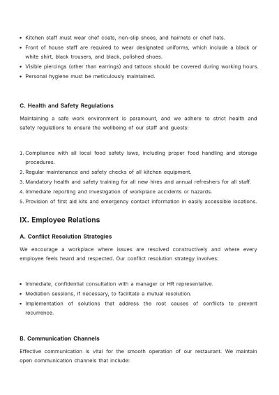 Free Restaurant Employee Plan Template to Edit Online