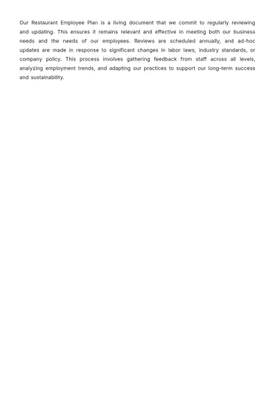 Free Restaurant Employee Plan Template to Edit Online
