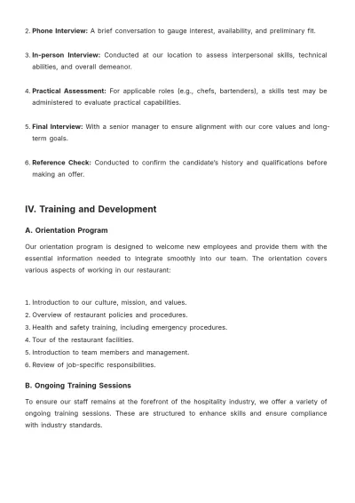 Free Restaurant Employee Plan Template to Edit Online