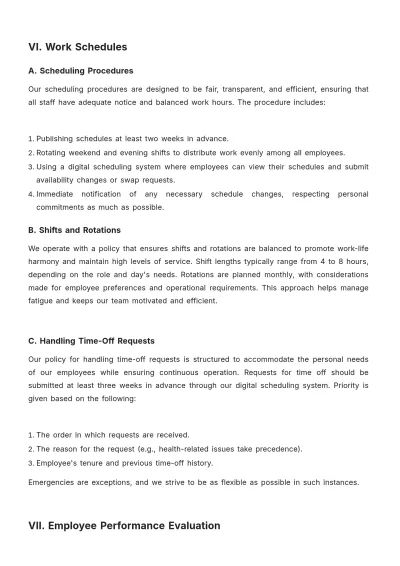 Free Restaurant Employee Plan Template to Edit Online