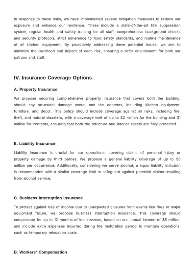 Free Restaurant Insurance Proposal Template to Edit Online