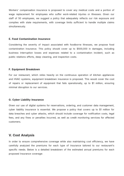 Free Restaurant Insurance Proposal Template to Edit Online