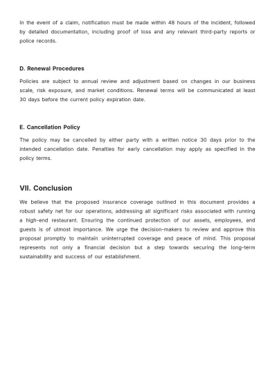 Free Restaurant Insurance Proposal Template to Edit Online