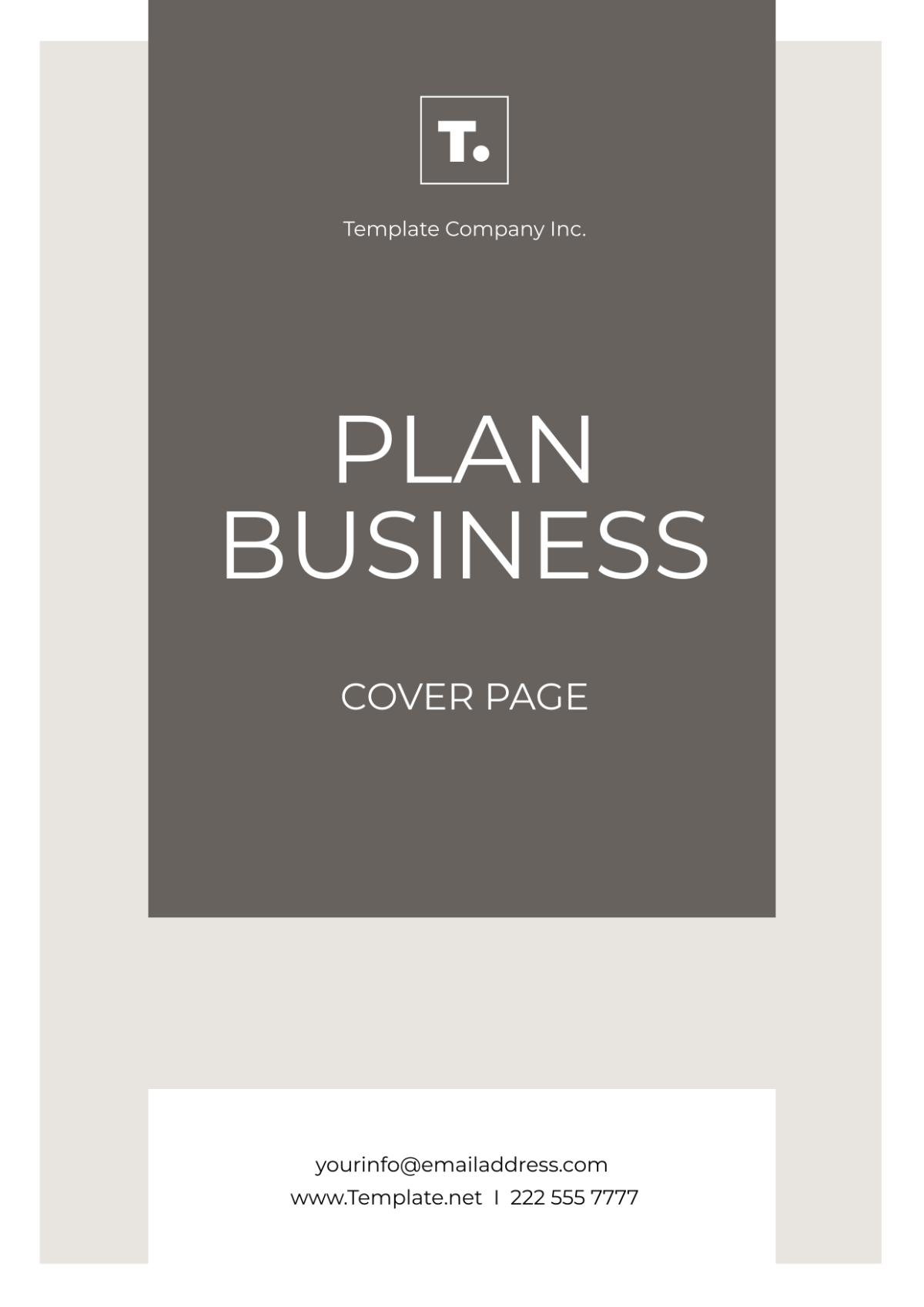 Plan Business Cover Page Template