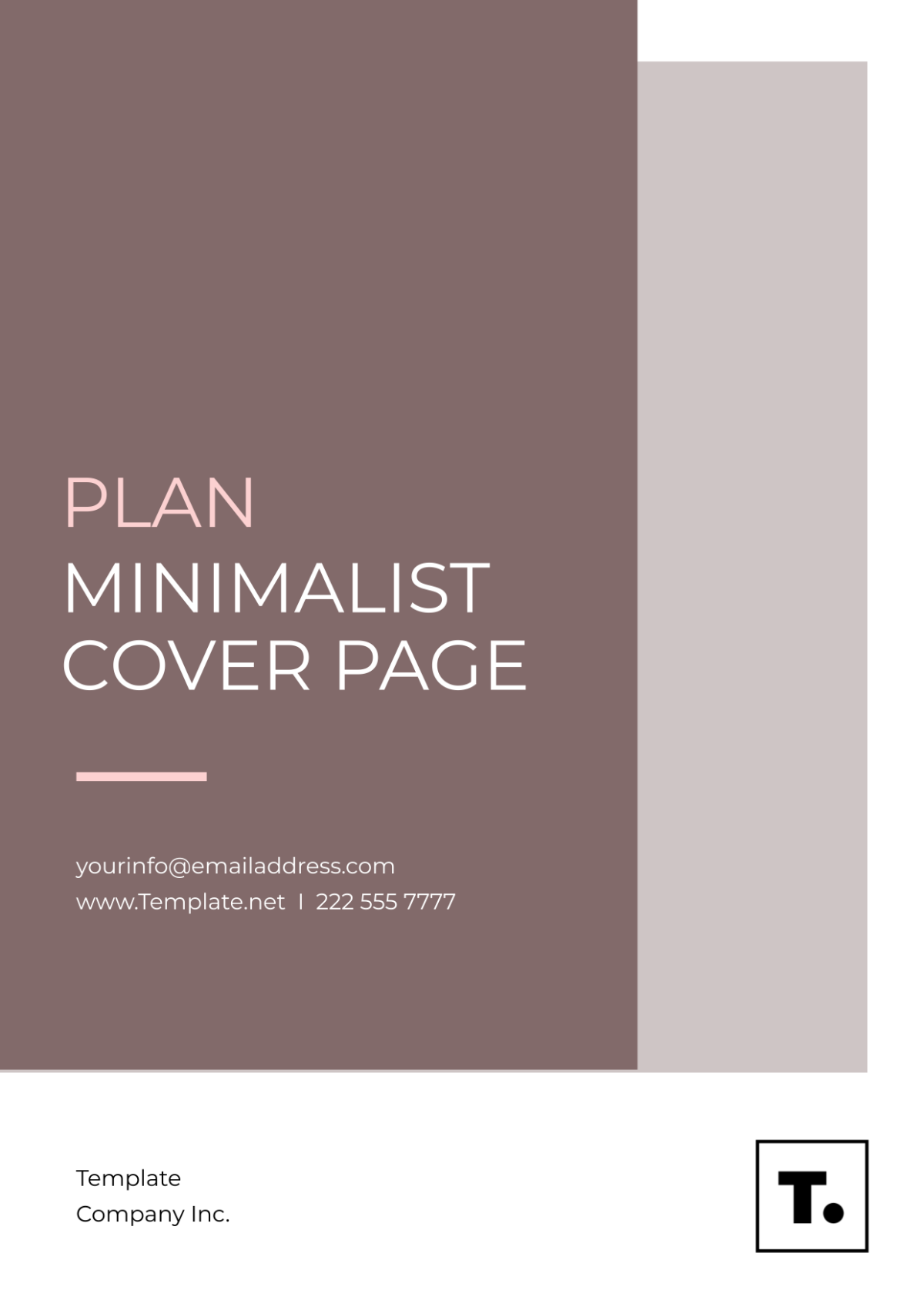 Plan Minimalist Cover Page Template