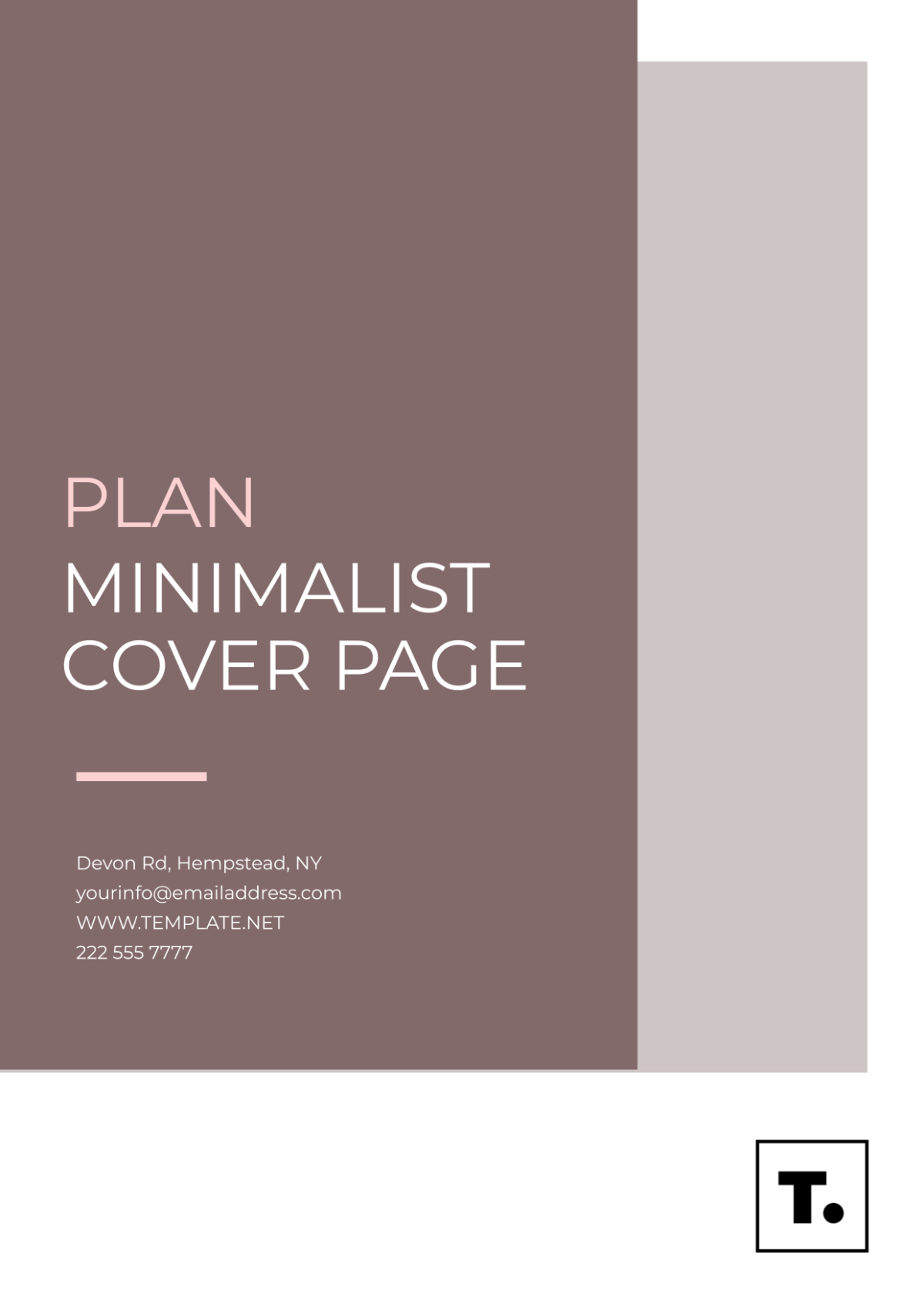Plan Minimalist Cover Page