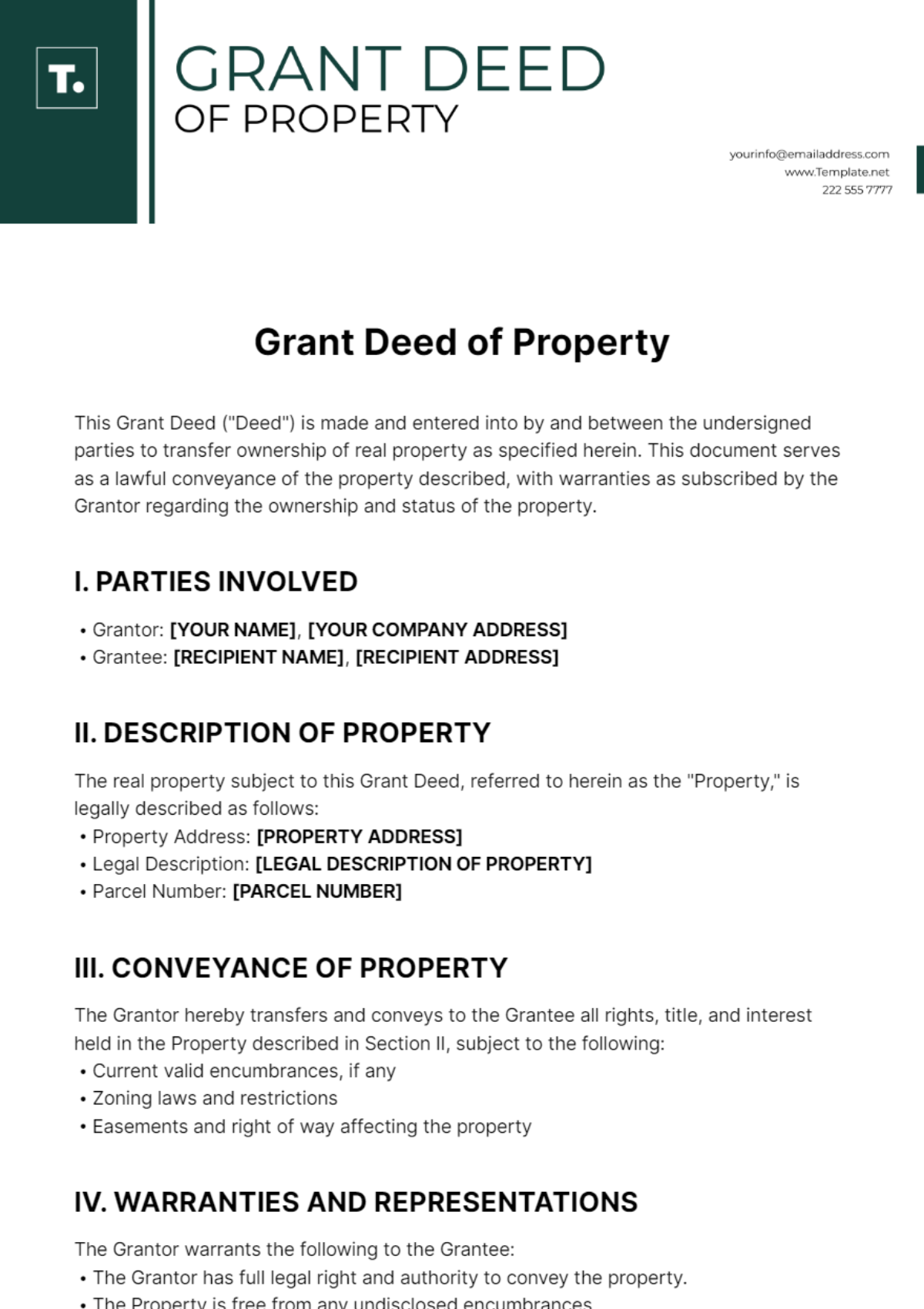 Free Grant Deed Property Template - Edit Online & Download | Template.net