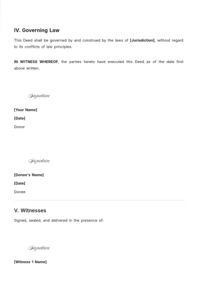 Free Simple Gift Deed Template to Edit Online