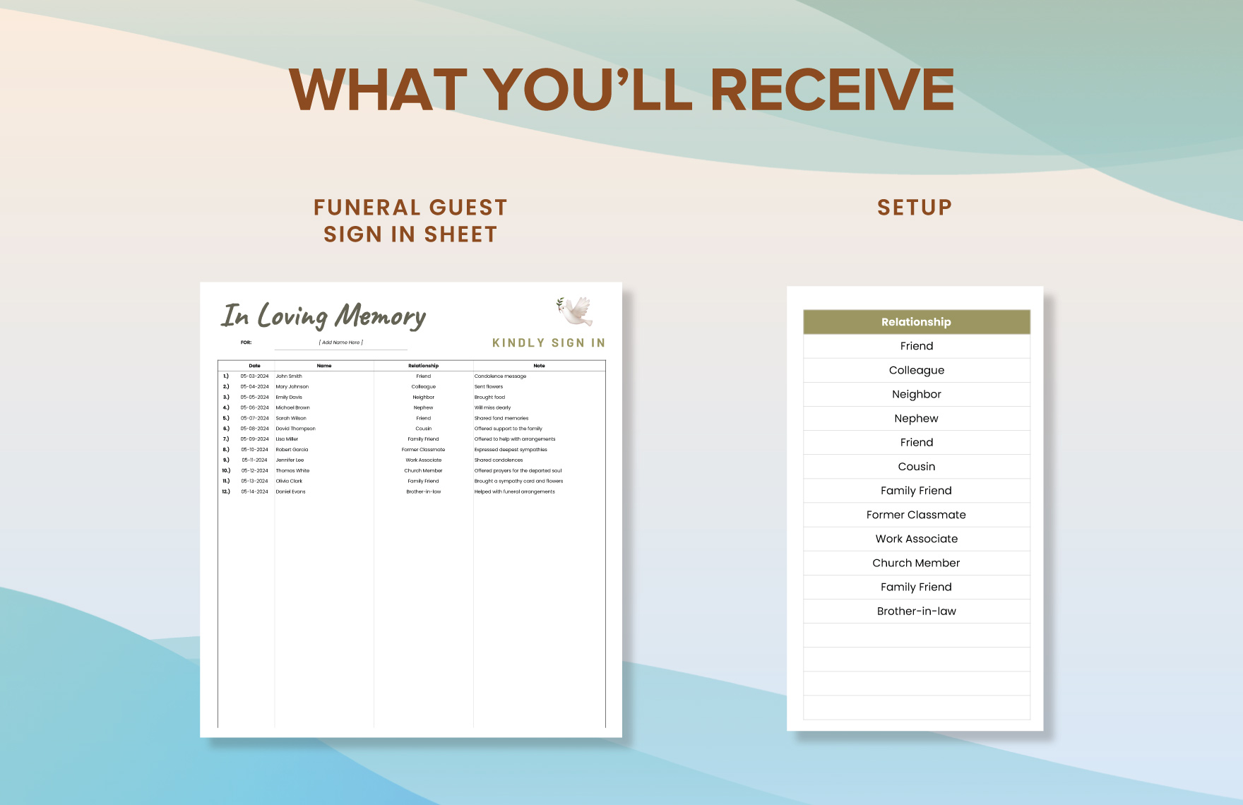 Funeral Guest Sign in Sheet Template