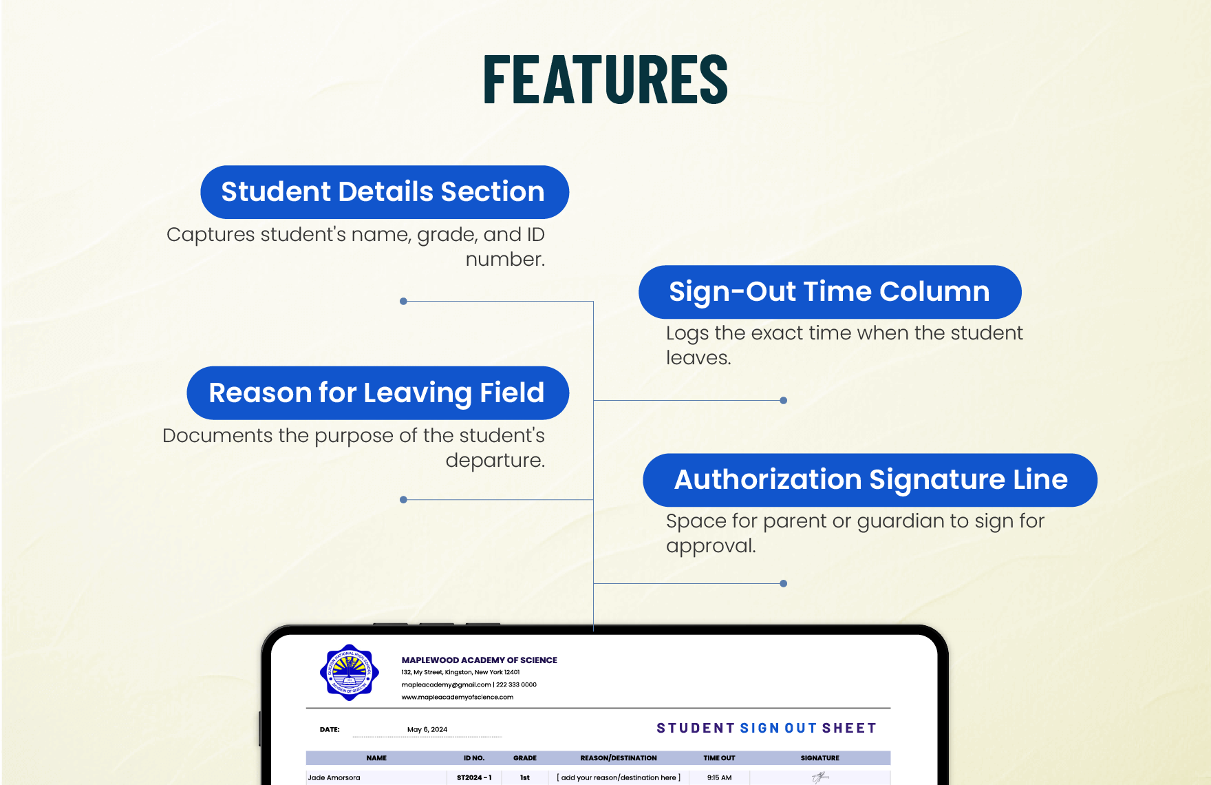 Student Sign Out Sheet Template