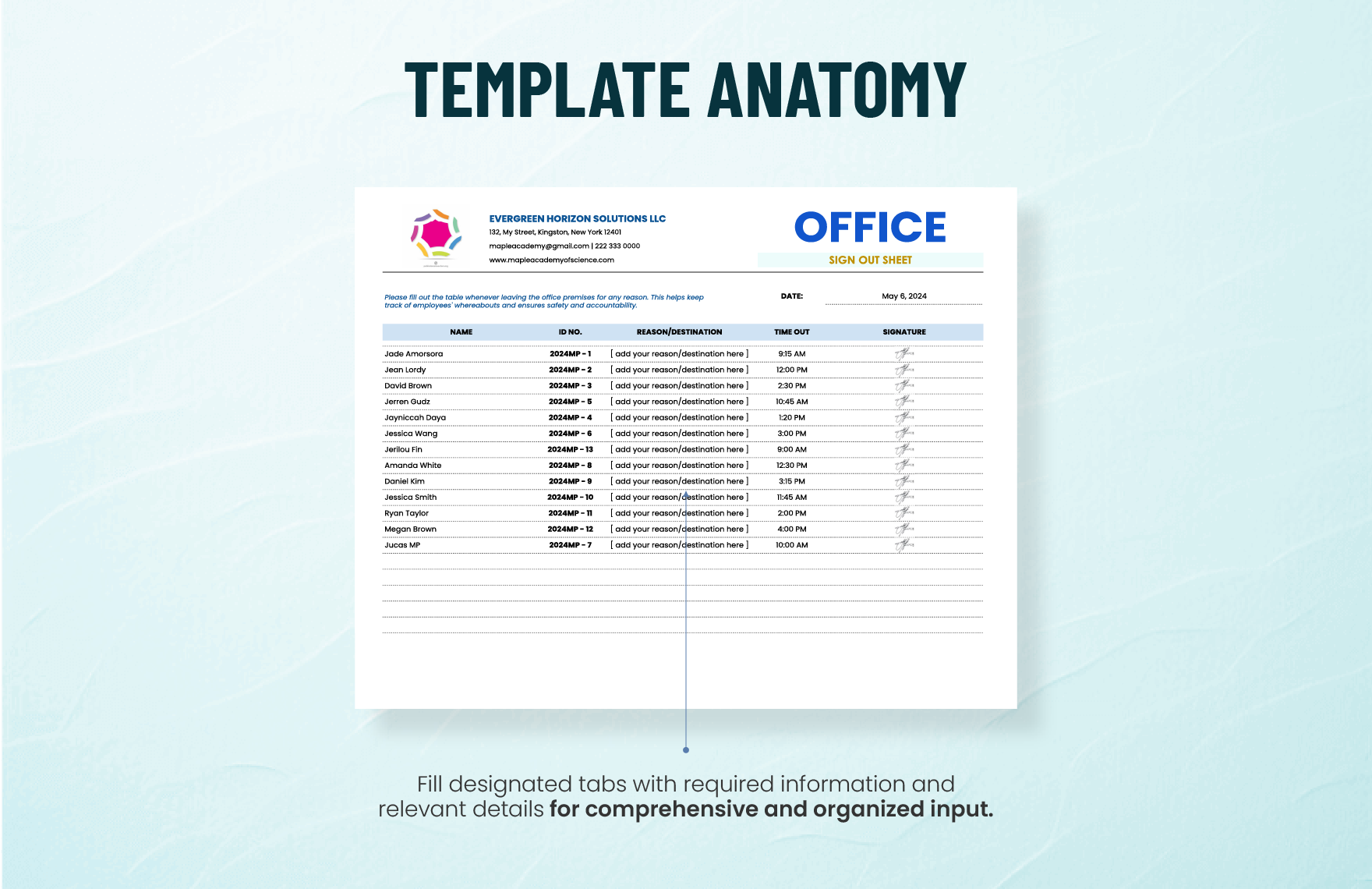 Office Sign Out Sheet Template