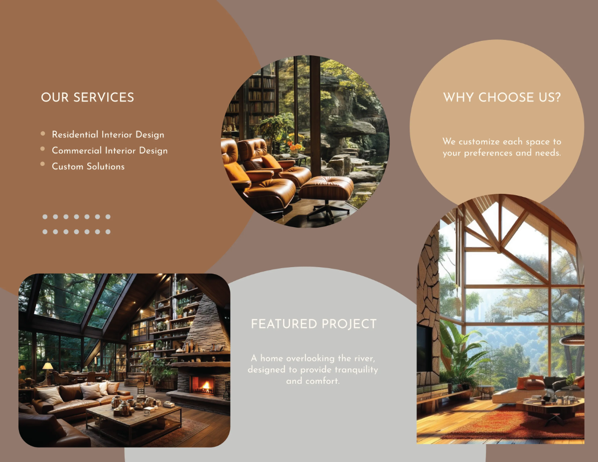 Free Interior Design Trifold Brochure Template to Edit Online