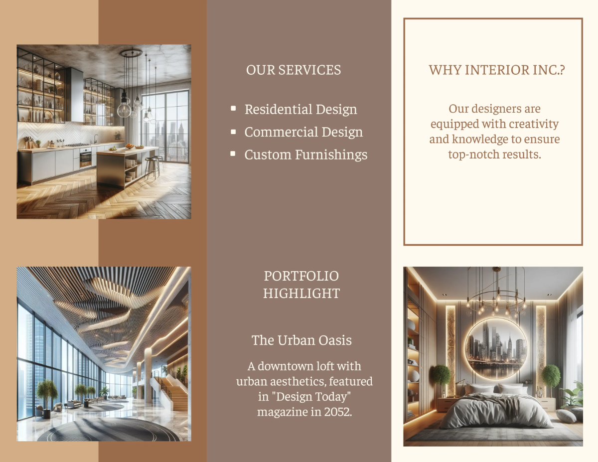 Free Interior Design Agency Brochure Template to Edit Online