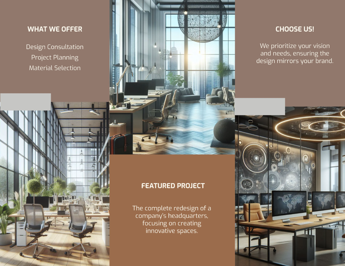 Free Interior Design Consultancy Brochure Template to Edit Online