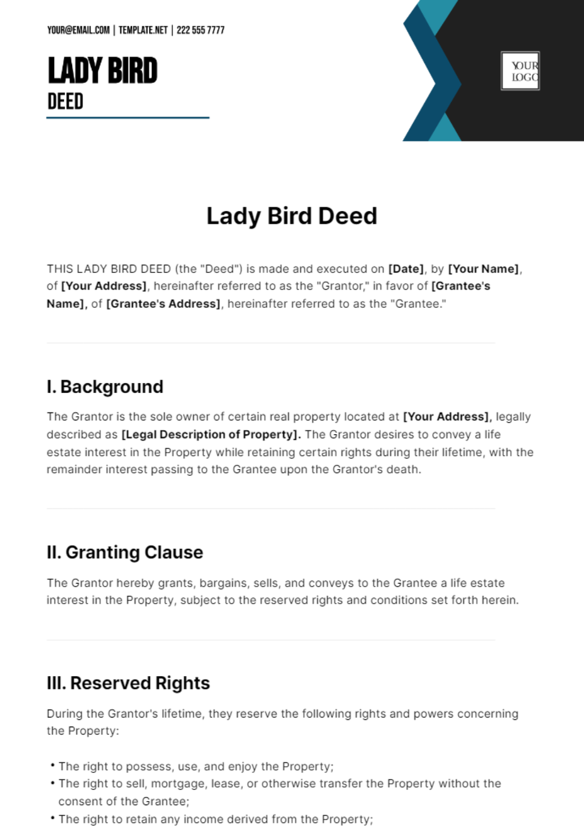 Lady Bird Deed Template - Edit Online & Download