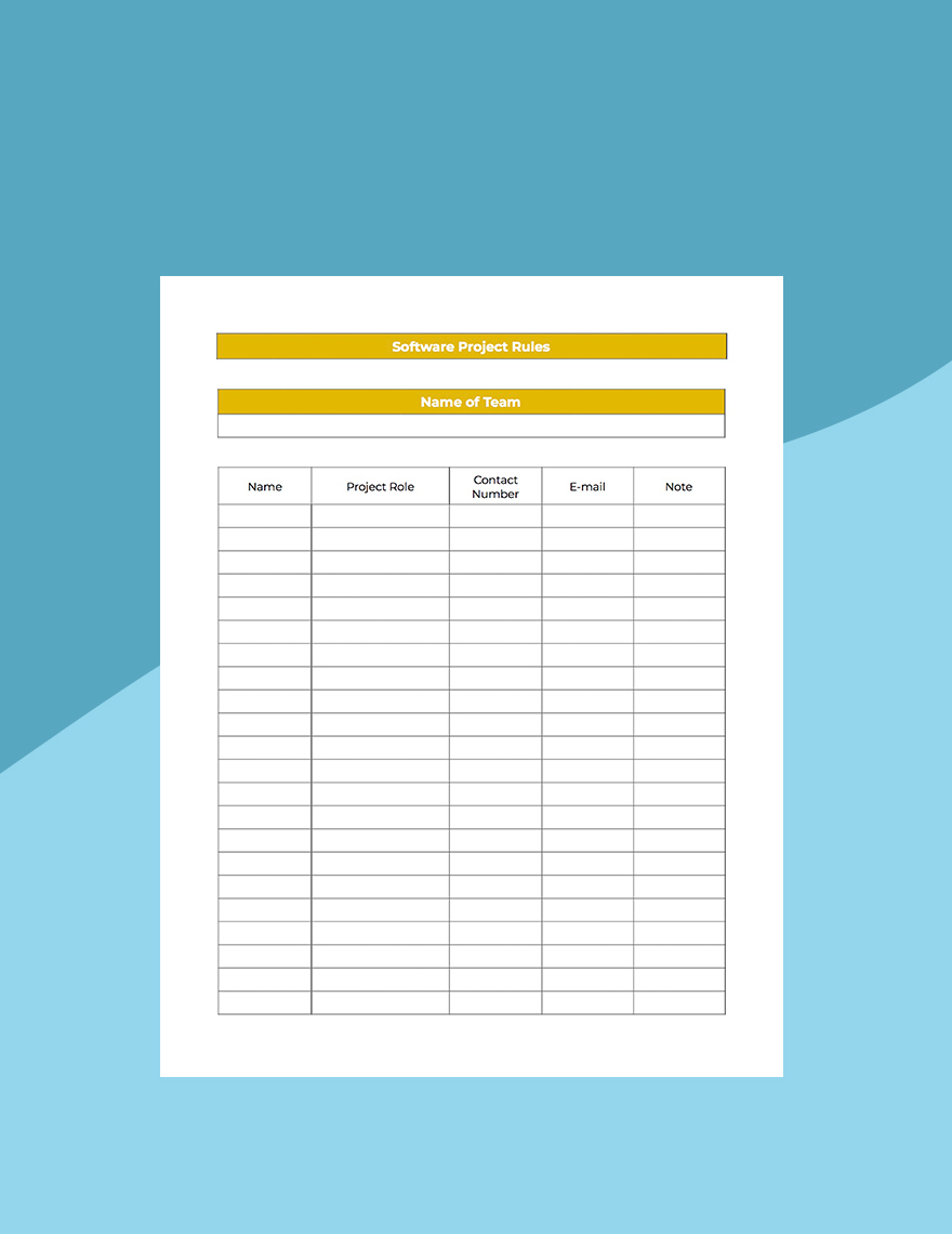 Editable Software Planner Template