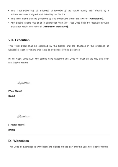 Free Family Trust Deed Template to Edit Online