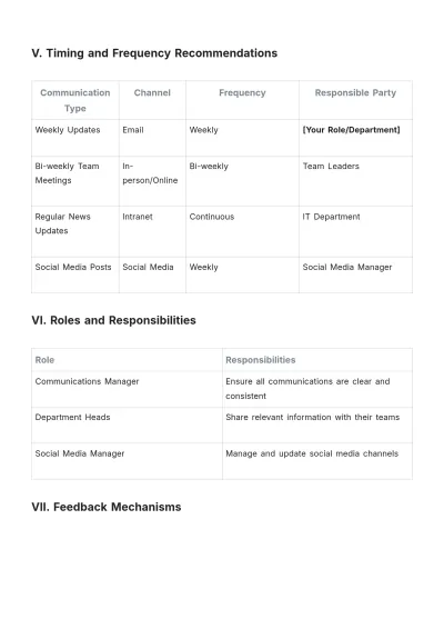 Free Simple Communication Plan Template to Edit Online