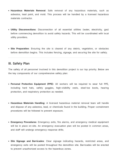 Free Demolition Work Plan Template to Edit Online