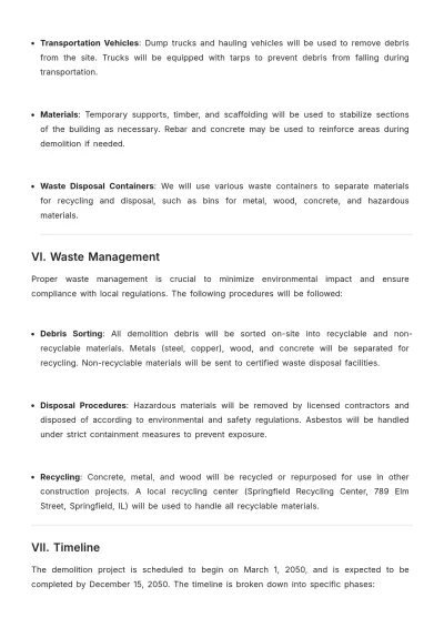 Free Demolition Work Plan Template to Edit Online