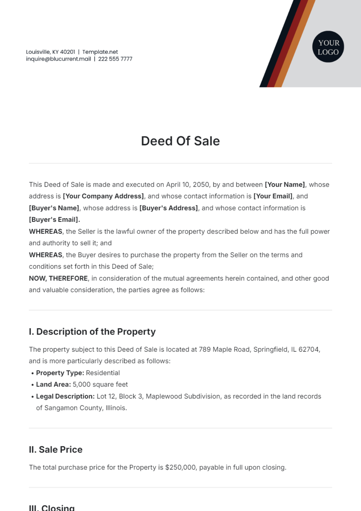 Sample Deed of Sale Template - Edit Online & Download