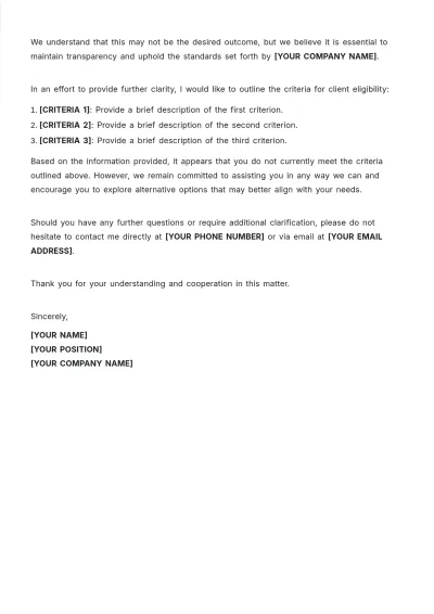 Free Letter Of Explanation For Non Clients Template to Edit Online