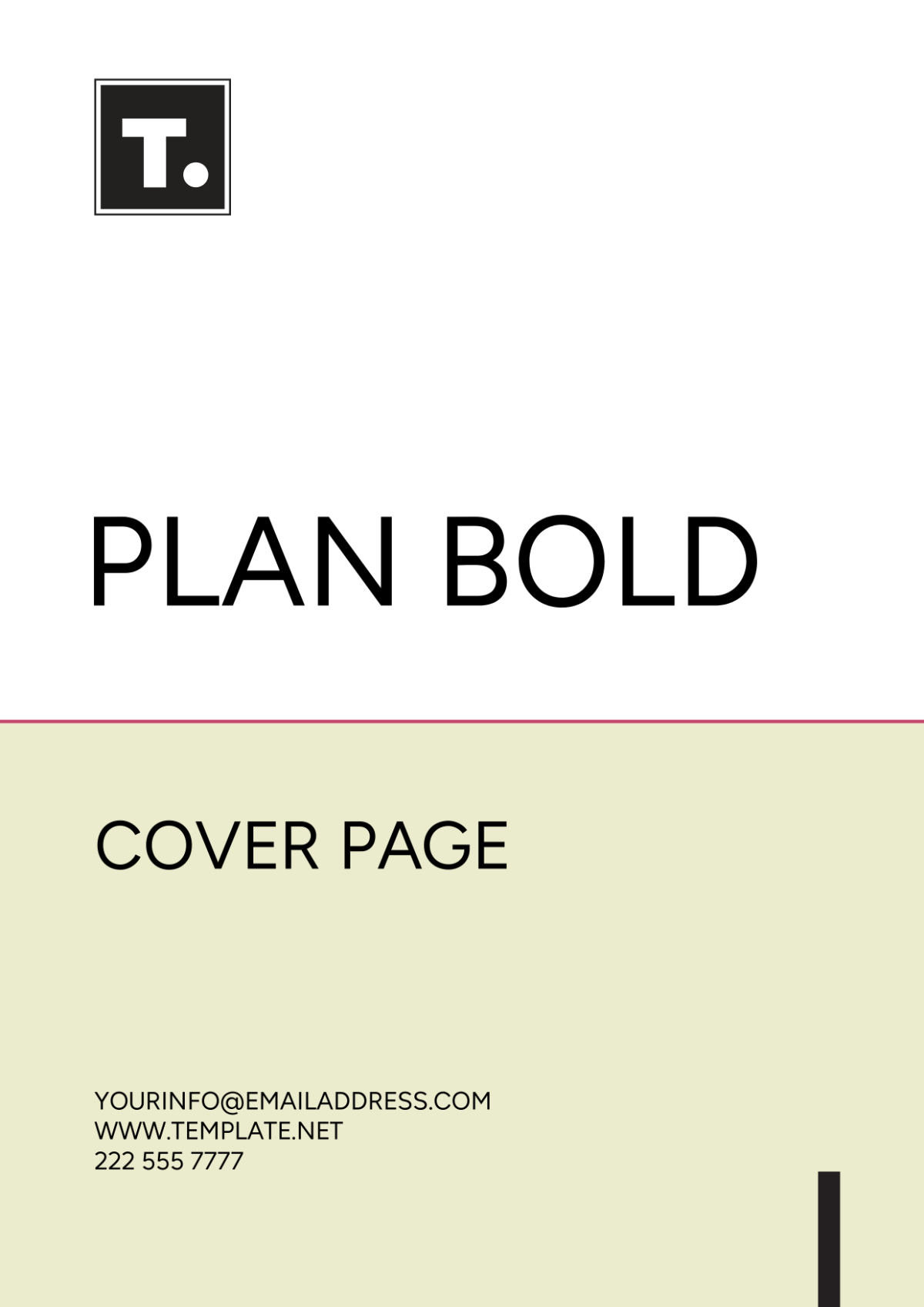 Free Plan Bold Cover Page Template