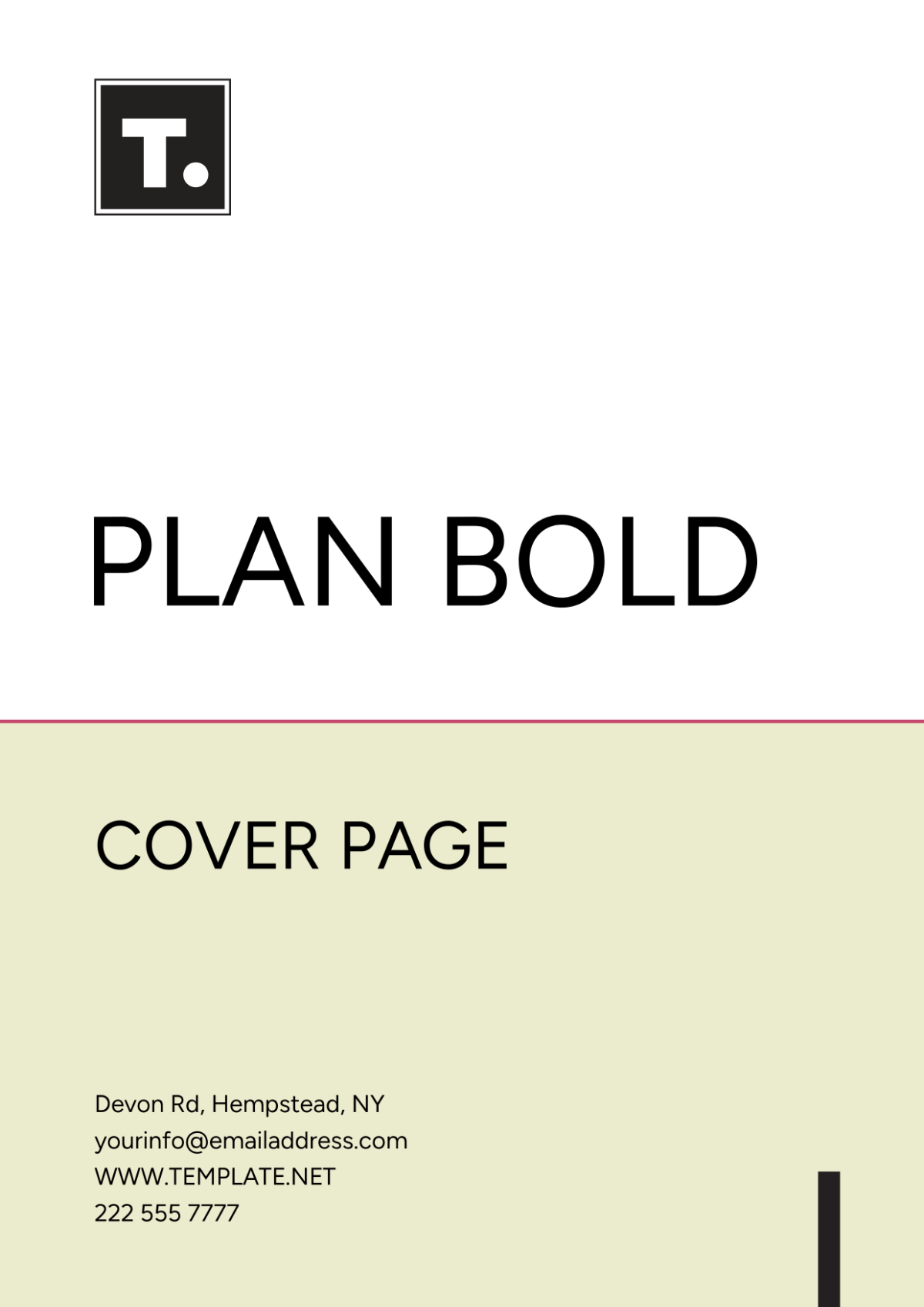 Plan Bold Cover Page