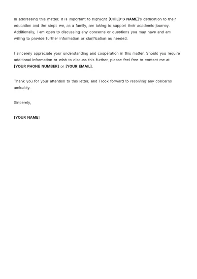 Free Family Educational Explanation Letter Template to Edit Online